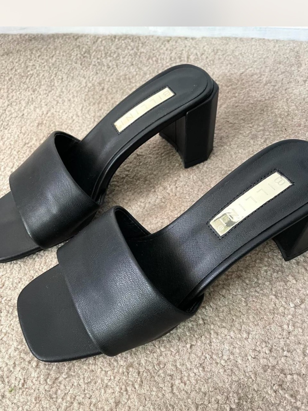 Billini Black Square-Toe Block Heel Mule